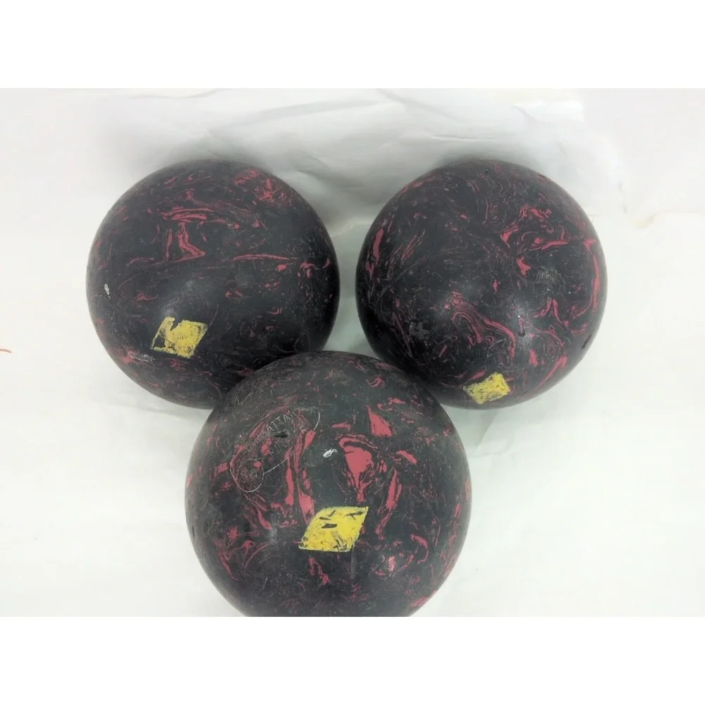 3 VTG Manhattan Rubber Duckpin Bowling Ball 4 Lb Red Black Splatter Marbled